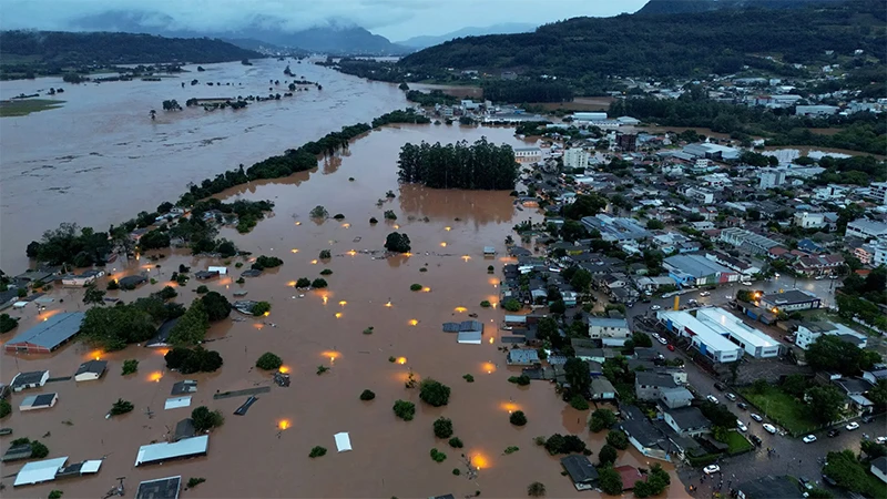 Cảnh ngập úng tại bang Rio Grande do Sul, Brazil. (Ảnh: Reuters)