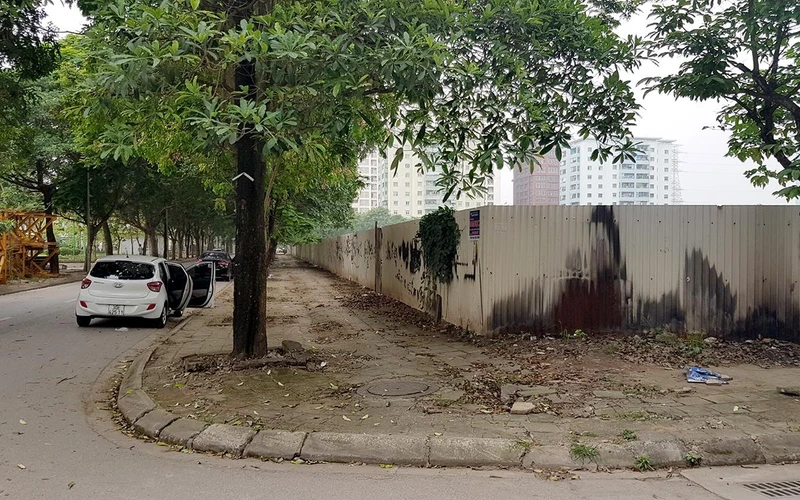 Hiện trạng lô đất TH-III.15.2 khu đô thị mới Pháp Vân-Tứ Hiệp, Hà Nội sẽ được dành xây dựng nhà trẻ và trường học.