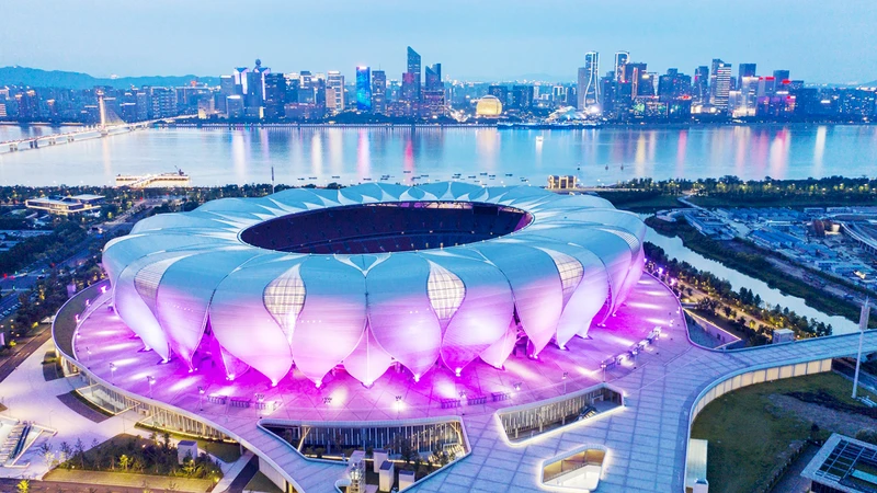 Sân vận động trung tâm Olympic Hàng Châu (Trung Quốc), nơi sẽ diễn ra Lễ khai mạc ASIAD 19.