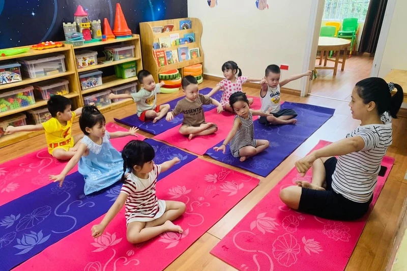 Giờ học tại một cơ sở mầm non độc lập.(Ảnh: Trường mầm non tư thục Hạt vừng)