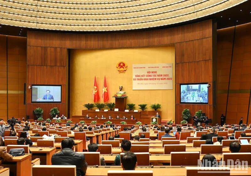 Quang cảnh hội nghị tổng kết công tác năm 2022 và triển khai nhiệm vụ năm 2023. (Ảnh: DUY LINH)