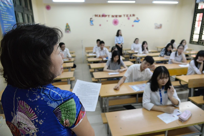 Tại một Kỳ thi vào lớp 10 của Hà Nội. (Ảnh minh hoạ: THUỶ NGUYÊN)