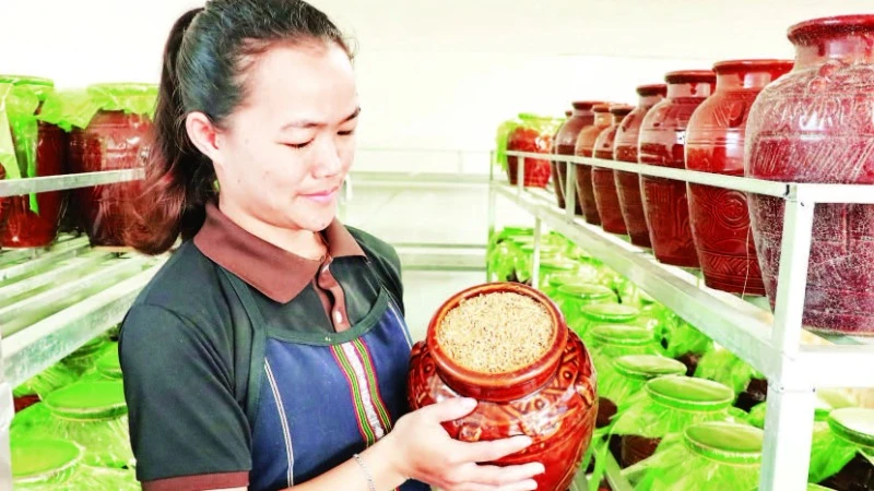 Chị Bon Đing Thanh Hiền mong muốn bảo tồn và phát triển nghề làm rượu cần truyền thống của dân tộc mình.