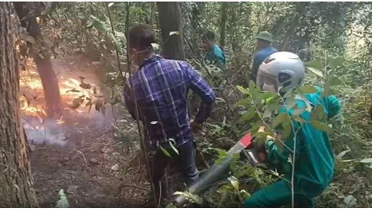 Hiện tại, đang bắt đầu bước vào các đợt cao điểm nắng nóng, tiềm ẩn nguy cơ cháy rừng cao. (Ảnh: Công an Thành phố Hà Nội)