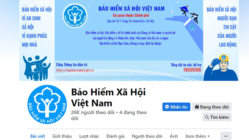 Fanpage Facebook chính thức của Bảo hiểm xã hội Việt Nam.