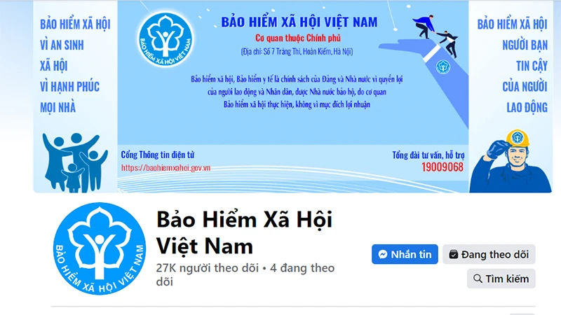 Fanpage Facebook chính thức của Bảo hiểm xã hội Việt Nam.
