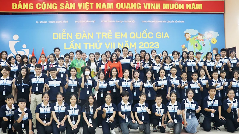 Các em thiếu nhi dự Diễn đàn trẻ em quốc gia lần thứ bảy năm 2023. (Ảnh: Molisa)