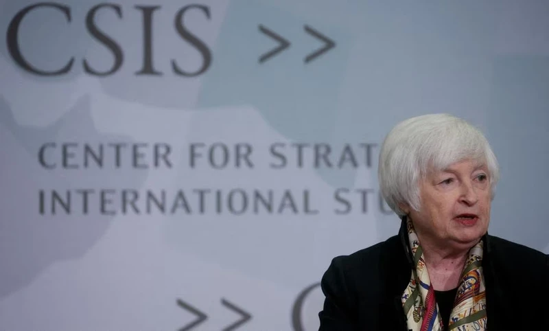 Bộ trưởng Tài chính Hoa Kỳ Janet Yellen tại Trung tâm Nghiên cứu chiến lược và quốc tế (CSIS) ở Washington, Hoa Kỳ, ngày 9/2/2023. (Ảnh: Reuters)