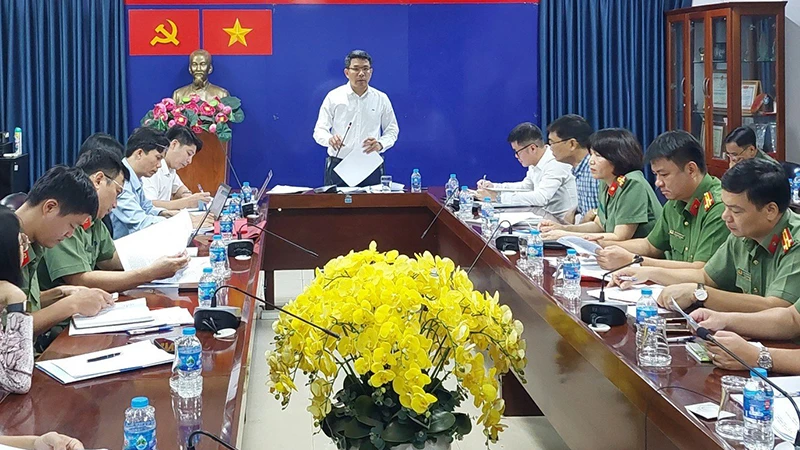 Đoàn kiểm tra Bộ Công an-Bảo hiểm xã hội Việt Nam làm việc tại Bảo hiểm xã hội Thành phố Hồ Chí Minh. (Ảnh: Tâm Trung)