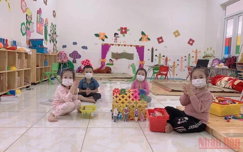Một phòng học mẫu giáo của Trường mầm non Tiền Châu (thành phố Phúc Yên, Vĩnh Phúc). (Ảnh: HÀ HỒNG HÀ)