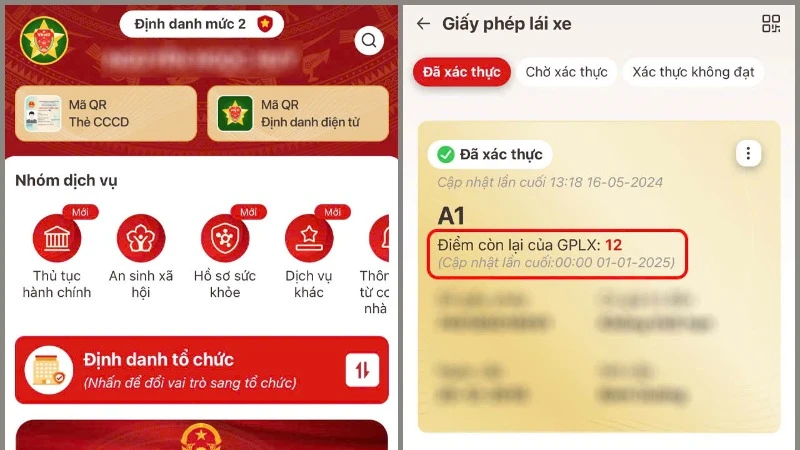 Điểm giấy phép lái xe sẽ được tự động cập nhật khi công dân sử dụng dịch vụ công mức độ 2. 
