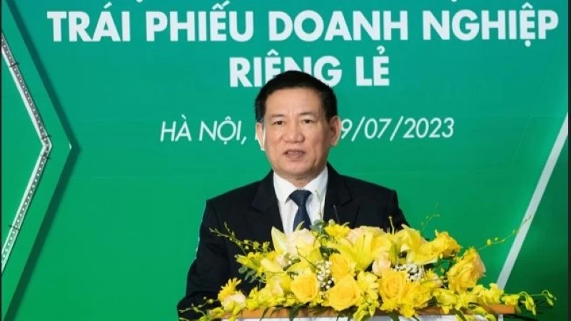 Bộ trưởng Tài chính Hồ Đức Phớc tại lễ khai trương Hệ thống giao dịch trái phiếu doanh nghiệp riêng lẻ.