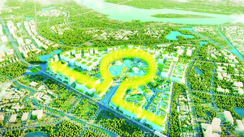 Phối cảnh dự án đầu tư xây dựng hạ tầng và phát triển Khu Công nghệ cao sinh học Hà Nội.