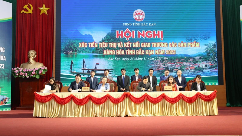 Ký kết các hợp đồng và biên bản ghi nhớ hợp tác tại hội nghị. (Ảnh: TUẤN SƠN)