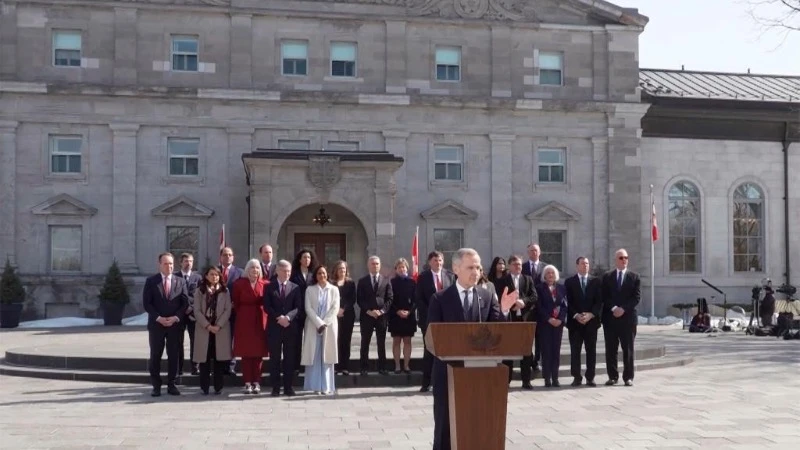 Thủ tướng Canada Mark Carney phát biểu trong buổi họp báo tại Ottawa ngày 14/3/2025. (Ảnh: Tân Hoa xã)