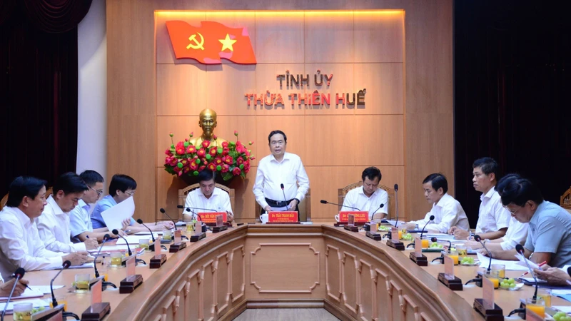 Ủy viên Bộ Chính trị, Phó Chủ tịch thường trực Quốc hội Trần Thanh Mẫn đánh giá cao tinh thần làm việc của tỉnh Thừa Thiên Huế. (Ảnh: Cổng thông tin Chính phủ)