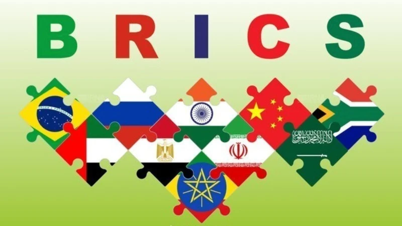 Quốc kỳ các nước thành viên BRICS. (Ảnh: IRNA/TTXVN)