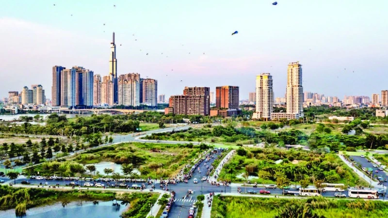 Khu đô thị mới Thủ Thiêm được quy hoạch xây dựng thành Trung tâm tài chính của Thành phố Hồ Chí Minh. (Ảnh THÀNH ĐẠT)
