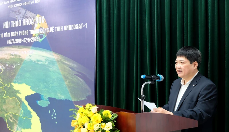 Viện trưởng Viện Công nghệ vũ trụ Bùi Trọng Tuyên phát biểu khai mạc Hội thảo.