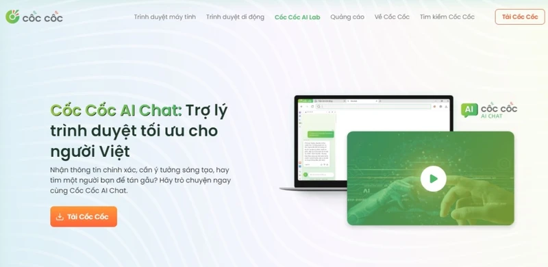 Giao diện Cốc Cốc AI Chat.