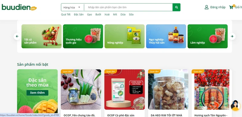 Nhiều sản phẩm nông, lâm, thủy sản và OCOP đã được đưa lên sàn thương mại điện tử Buudien.vn.