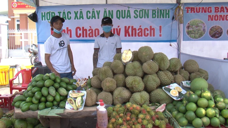 Một gian hàng tại Lễ hội trái cây huyện Khánh Sơn lần thứ nhất năm 2019.