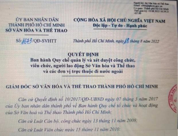 Thành phố Hồ Chí Minh ban hành quy chế quản lý nghệ sĩ đi công tác ở nước ngoài.