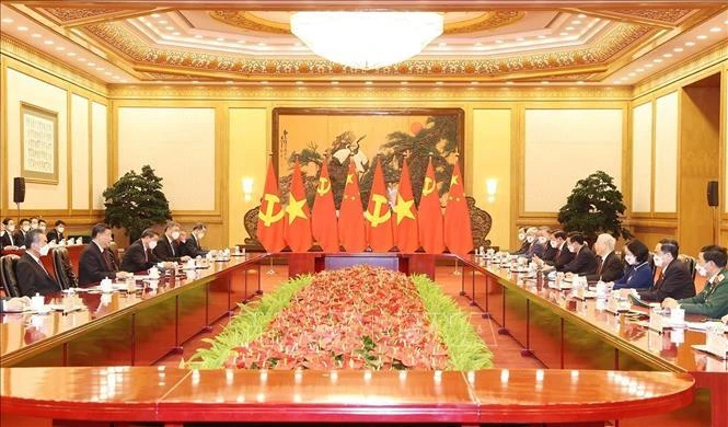 Tổng Bí thư Nguyễn Phú Trọng hội đàm với Tổng Bí thư, Chủ tịch Trung Quốc Tập Cận Bình.