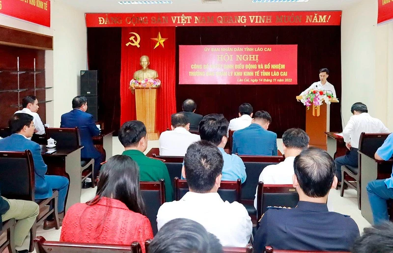 Hội nghị công bố quyết định điều động, bổ nhiệm Trưởng Ban quản lý Khu kinh tế tỉnh Lào Cai.