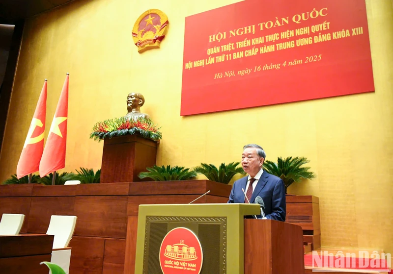 Tổng Bí thư Tô Lâm phát biểu chỉ đạo hội nghị. (Ảnh: DUY LINH)