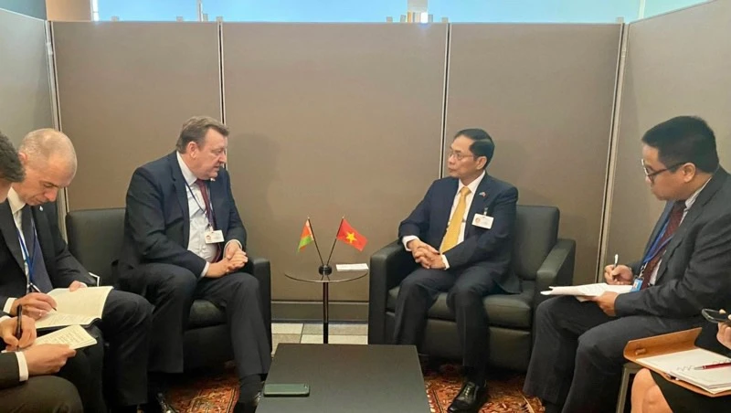 Bộ trưởng Bùi Thanh Sơn tiếp Bộ trưởng Ngoại giao Belarus Sergei Aleinik.