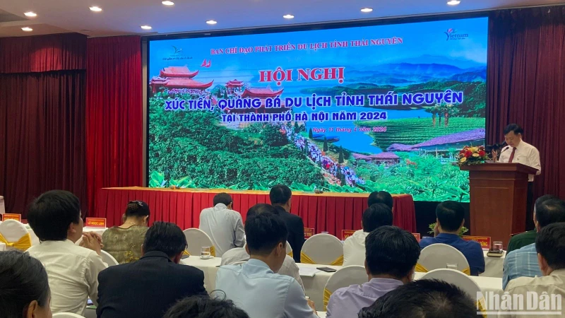 Hội nghị xúc tiến, quảng bá du lịch tỉnh Thái Nguyên diễn ra vào chiều 11/4 tại Hà Nội. (Ảnh: NGỌC KHÁNH)
