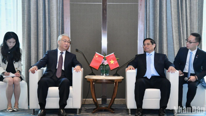 Thủ tướng Chính phủ Phạm Minh Chính tiếp Ủy viên Bộ Chính trị, Phó Thủ tướng Quốc vụ viện Trung Quốc Trương Quốc Thanh vào sáng 27/6.