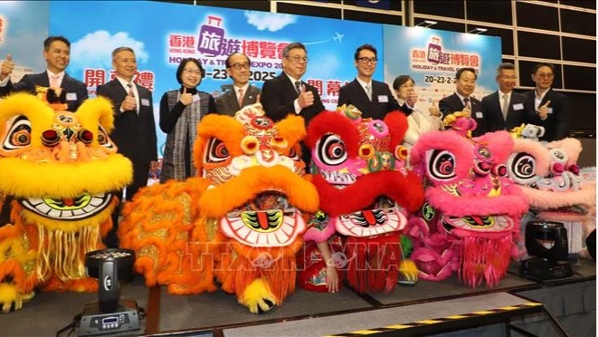 Các đại biểu tại lễ khai mạc hội chợ triển lãm. (Ảnh: TTXVN)