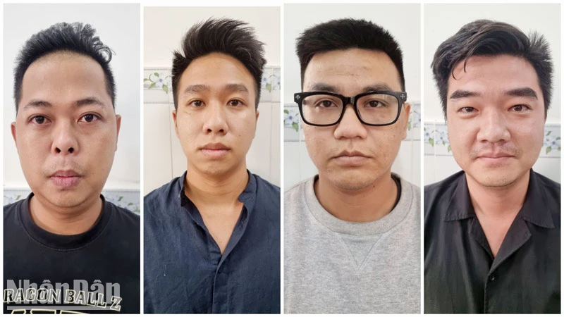 4 bị can Thái, Tài, Chương và Phúc (từ trái qua) bị bắt tạm giam. 