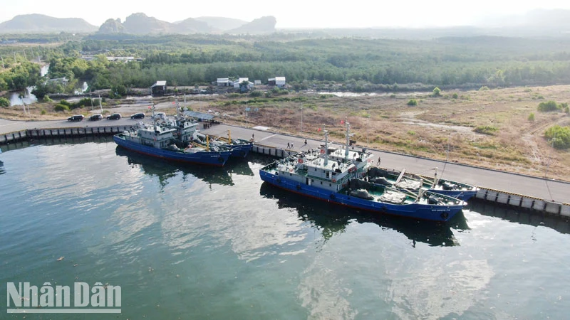 Bộ Chỉ huy quân sự tỉnh Kiên Giang tiếp nhận 4 tàu dịch vụ hậu cần đóng mới cho Hải đội dân quân thường trực tỉnh. (Ảnh: PHƯƠNG VŨ)