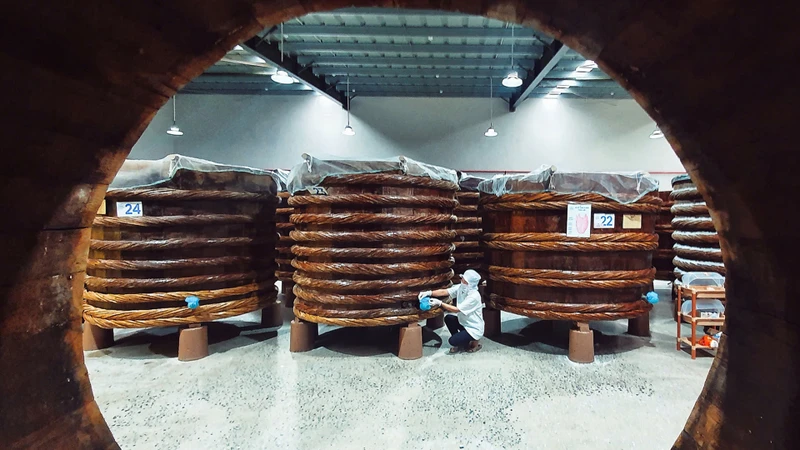 Một trong những xưởng ủ chượp làng nghề nước mắm Khúc Phụ.