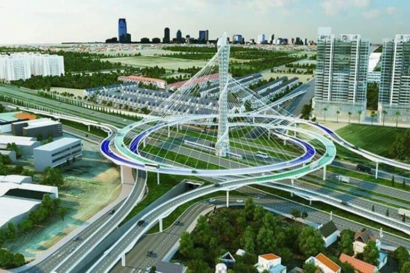 Phối cảnh một nút giao dự án đường Vành đai 4-Vùng Thủ đô.