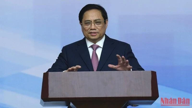 Thủ tướng Phạm Minh Chính phát biểu tại Hội nghị. (Ảnh: TRẦN HẢI)