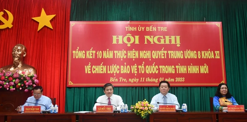 Lãnh đạo chủ trì Hội nghị tổng kết 10 năm thực hiện Nghị quyết Trung ương 8 khóa XI về chiến lực bảo vệ Tổ quốc trong tình hình mới. 
