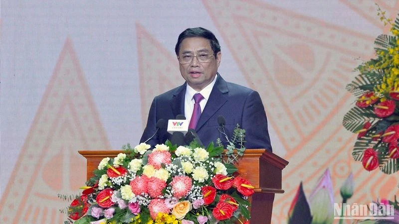 Thủ tướng Phạm Minh Chính đọc diễn văn tại Lễ kỷ niệm.