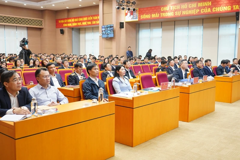 Quang cảnh hội nghị nghiên cứu, quán triệt nội dung cuốn sách của Tổng Bí thư do Kiểm toán Nhà nước tổ chức. (Ảnh: THANH HÀ)