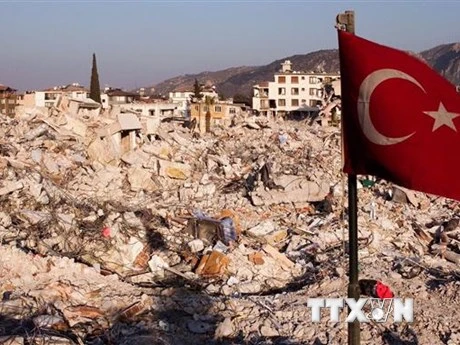 Cảnh đổ nát ở Antakya, Hatay, Thổ Nhĩ Kỳ sau trận động đất ngày 6/2. (Ảnh: AFP/TTXVN)