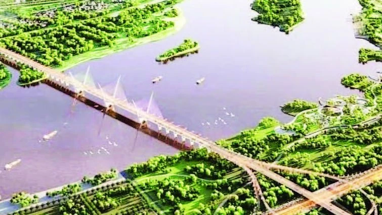 Phối cảnh cầu Tứ Liên.