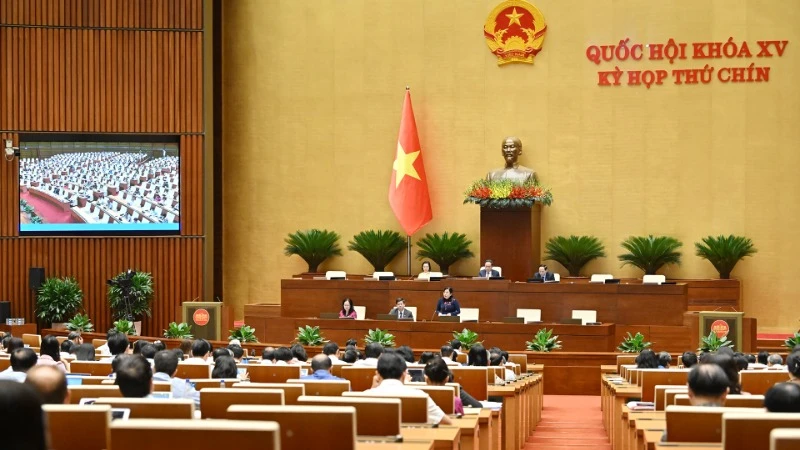 Quốc hội làm việc tại hội trường. (Ảnh: THỦY NGUYÊN)