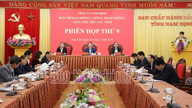 Một phiên họp của Ban Chỉ đạo phòng, chống tham nhũng, lãng phí, tiêu cực tỉnh Nam Định. (Ảnh: Báo Nam Định)