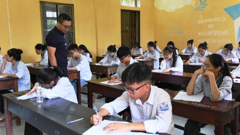 Một điểm thi tốt nghiệp THPT năm 2024 trên địa bàn huyện Nam Trực, tỉnh Nam Định. (Ảnh minh họa)