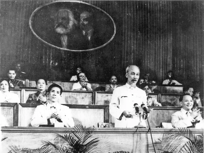 Chủ tịch Hồ Chí Minh tại Đại hội đại biểu toàn quốc lần thứ III của Đảng (tháng 9 năm 1960). (Ảnh Tư liệu)