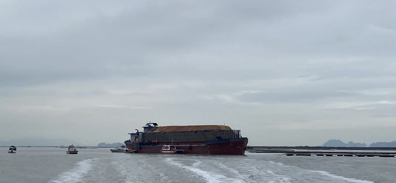 Tàu chở dăm gỗ số hiệu NĐ 2388 - nơi có 3 người trong 1 gia đình bị ngạt khí dưới hầm tàu tử vong.
