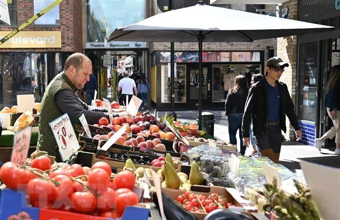 Một chợ rau quả ở London, Anh. (Ảnh: AFP/TTXVN)